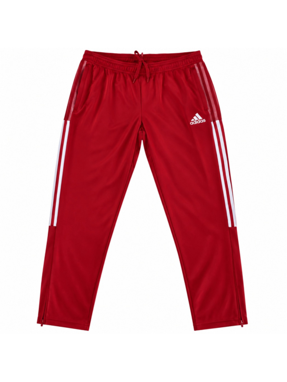 Adidas AEROREADY Mens XL Red Track Pants 3 Stripe Tapered Ankle Zip NWOT